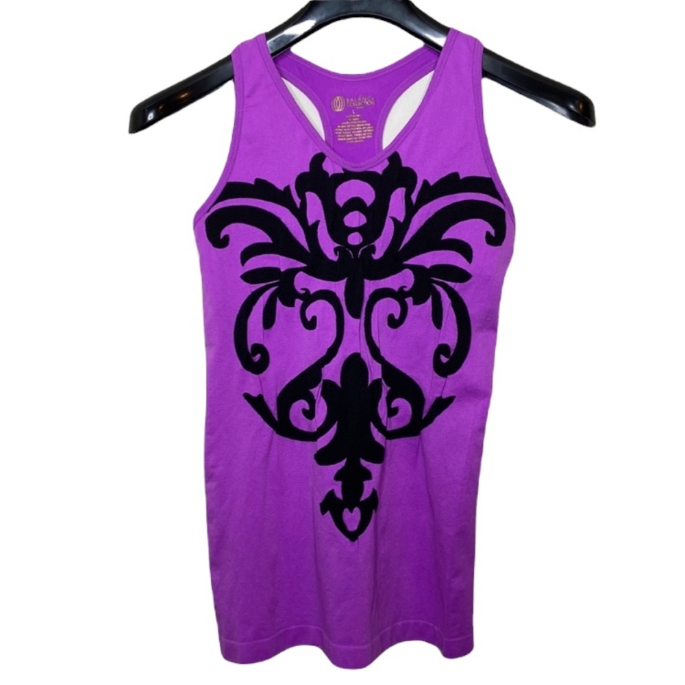 Marika Purple Tank Top with Black Design